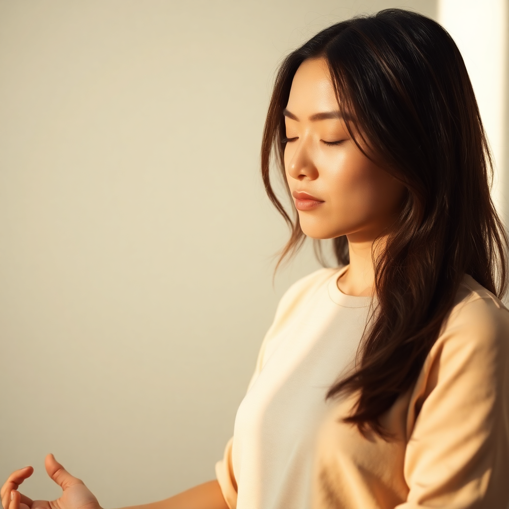 A person in a calm, relaxed pose during a guided hypnotherapy session.